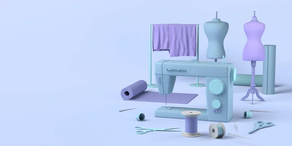 Sewing Fashion Store Tailoring Shop Mannequins Fabrics Thimbles Sewing Machine — Fotografia de Stock