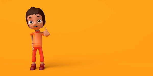 Niño Posando Con Pulgares Arriba Sobre Fondo Naranja Copiar Espacio — Foto de Stock