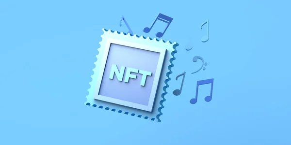 음악적 음표를 무형의 토큰이었습니다 Nft 블록체인 있습니다 — 스톡 사진