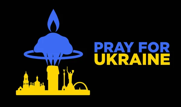 Молитесь Украину Знамя Поддержку Военного Конфликта Украине Цветами Украинского Флага — стоковое фото