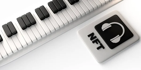 Pegno Non Fungibile Dell Arte Digitale Nft Musica Con Pianoforte — Foto Stock