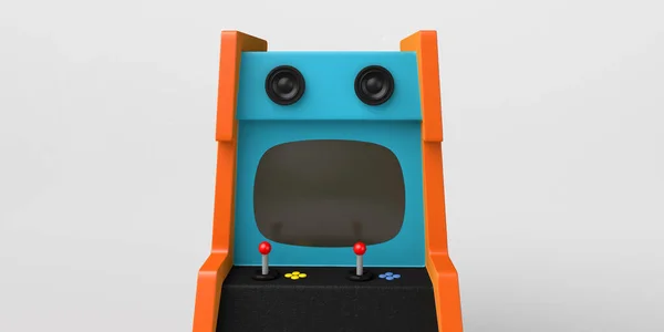 Retro Arcade Spel Machine Geïsoleerd Witte Achtergrond Arcade Kamer Begrepen — Stockfoto