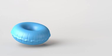 Şişme yüzüklü yaz konsepti. Uzayı kopyala 3B illüstrasyon.