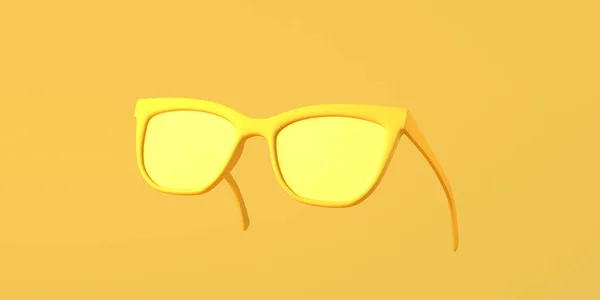 Sunglasses Yellow Background Summer Concept Copy Space Illustration — ストック写真