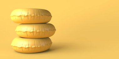 Doldurulmuş şişme yüzüklü yaz konsepti. Uzayı kopyala 3B illüstrasyon.