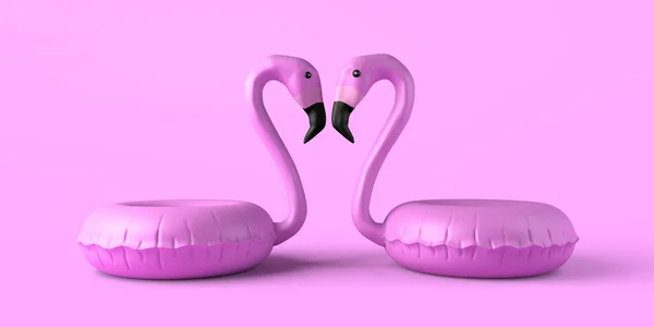 Flamingo Floats Making Heart Necks Inflatable Beach Pool Toy Summer — Foto Stock