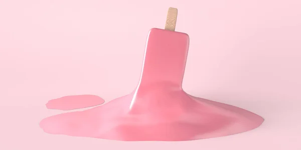 Melted Strawberry Ice Cream Summer Concept Copy Space Illustration — Foto de Stock