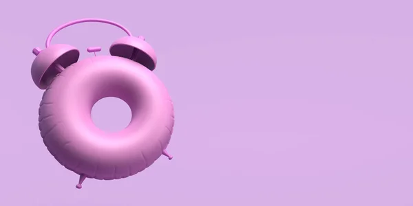 Conceptul Vacanță Vară Float Gonflabil Formă Ceas Deșteptător Copiaţi Spaţiul — Fotografie, imagine de stoc