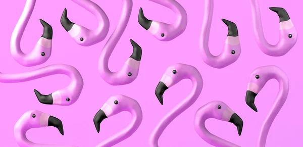 Background Pink Flamingos Banner Illustration — 스톡 사진