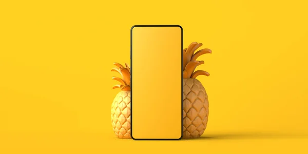 Online Wakacje Koncepcji Rezerwacji Smartfonem Ananasami Odbiór Ilustracja — Zdjęcie stockowe