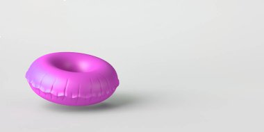 Şişme yüzüklü yaz konsepti. Uzayı kopyala 3B illüstrasyon.