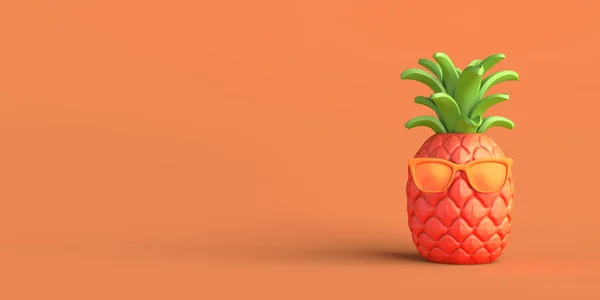Zomer Concept Met Ananas Met Zonnebril Begrepen Ruimte Illustratie — Stockfoto