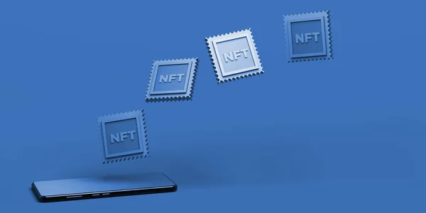Nft Coming Out Smartphone App Non Fungible Token Investment Concept — Stock Photo, Image