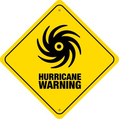 Yazılı kasırga uyarı pankartı.