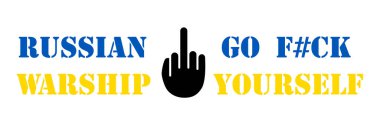 Rus savaş gemisi git kendini becer! Savaşta Ukrayna ordusunun düsturu. Yılan Adası 'nın savunucularından Rus savaş gemisine gelen son yanıt. Vektör illüstrasyonu