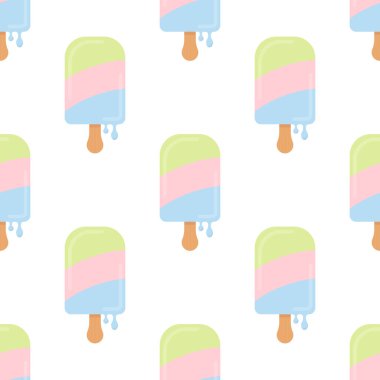 Dondurmalı hoş, pürüzsüz desen. Yazlık baskılar, posterler, ambalaj kağıtları, arka planlar, duvar kağıtları, tekstil, çocuk modası vs. için harika. Vektör İllüstrasyonu
