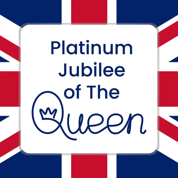 Platynowy Jubileusz Królowej 2022 Roku Napis Tle Brytyjskiej Flagi Świetne — Wektor stockowy
