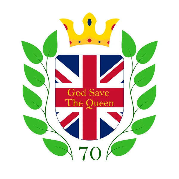 Szablon Królewskiego Logo Napis God Queen Tle Brytyjskiej Flagi Otoczonej — Wektor stockowy