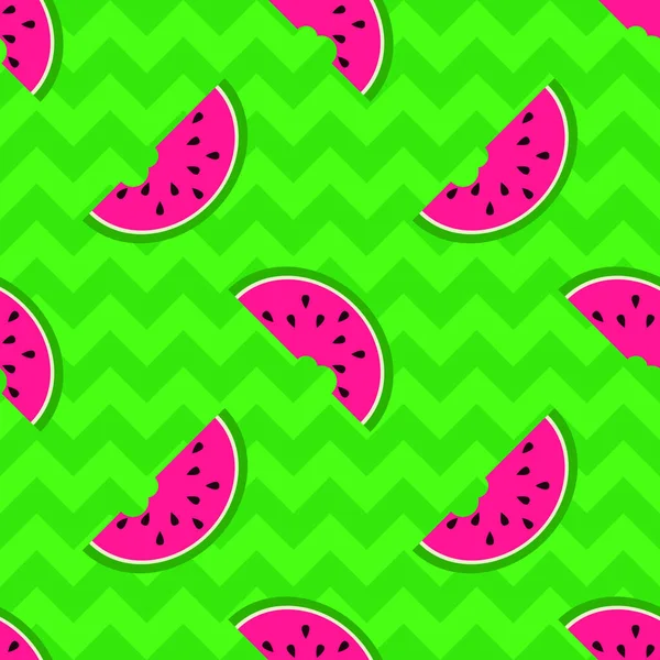 Geometric Watermelon Slice Seamless Pattern Summer Retro Style 80S 90S — Stock Vector