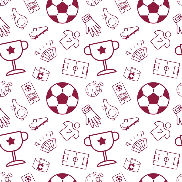 Soccer Icons Seamless Pattern Qatar Cup Stylish Graphic Design Sport — Vetor de Stock