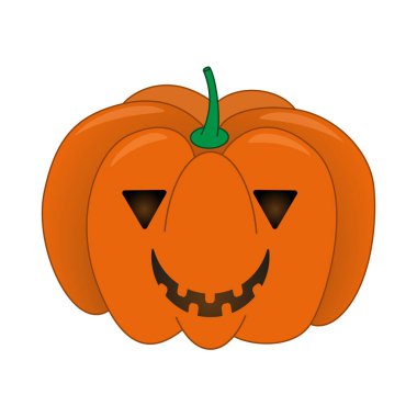 Cute pumpkin with smile for your design for the holiday Halloween. Vector illustration isolated on white background.