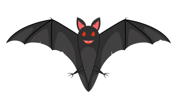 Een Welwillende Vrolijke Vleermuis Vriendelijk Karakter Vlakke Stijl Traditioneel Halloween — Stockvector