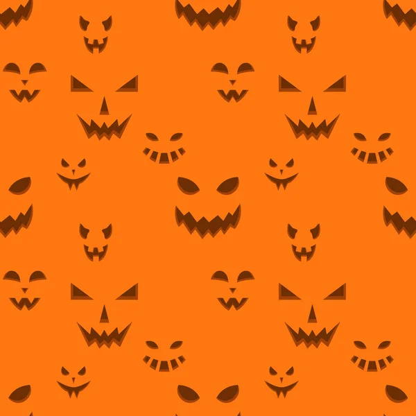 Patrón Halloween Sin Costuras Las Emociones Las Calabazas Espeluznantes Caras — Vector de stock