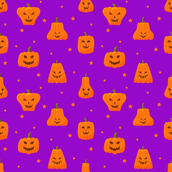 Citrouilles Motif Sans Couture Fond Vectoriel Halloween Thanksgiving Citrouilles Effrayantes — Image vectorielle