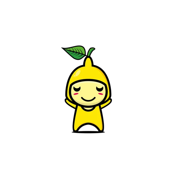 Carino Personaggio Dei Cartoni Animati Limone Disegno Illustrazione Del Personaggio — Vettoriale Stock