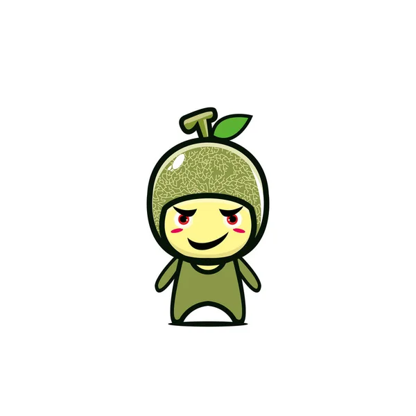 Niedliche Melonenfrucht Cartoon Figur Einfache Flache Zeichentrickfigur Illustration Design Isoliert — Stockvektor