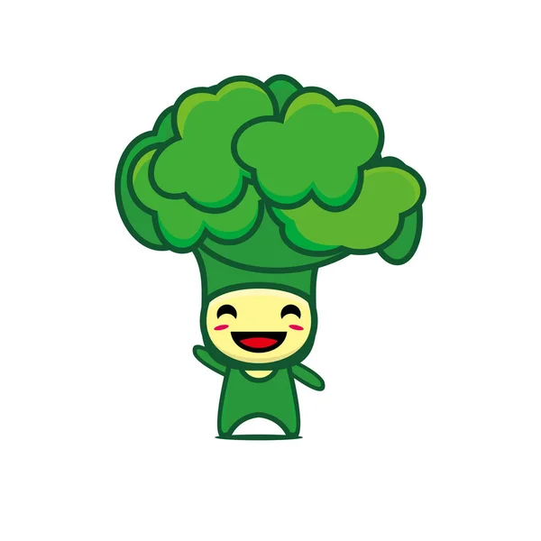 Χαριτωμένος Αστείος Χαρακτήρας Μπρόκολο Λαχανικών Διάνυσμα Κινουμένων Σχεδίων Kawaii Σχεδιασμό — Διανυσματικό Αρχείο