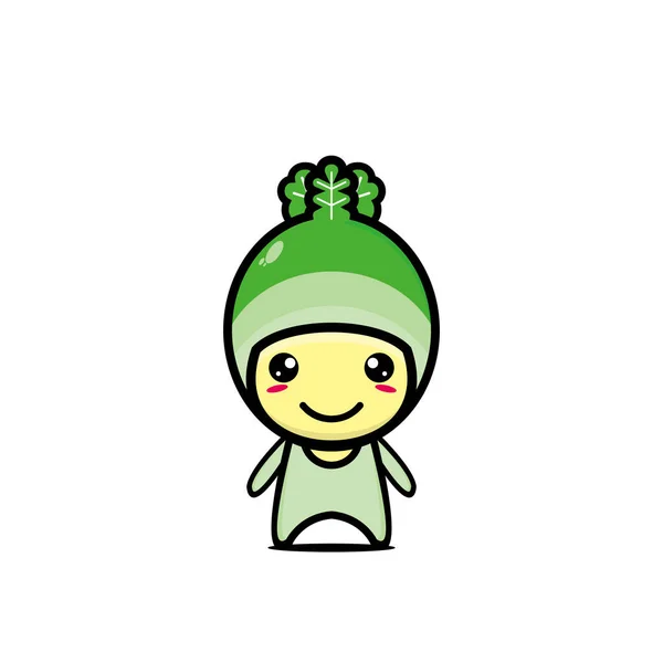 Cute Smiling Funny Cabbage Vegetable Vector Flat Style Cartoon Kawaii — Stock Vector