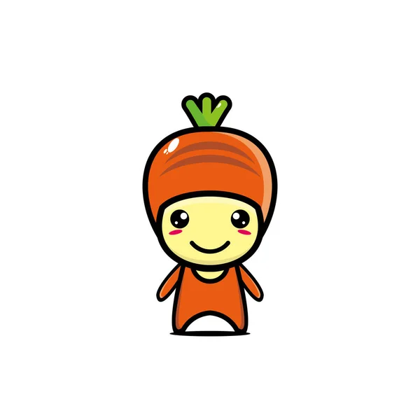 Bonito Sorrindo Engraçado Personagem Vegetal Cenoura Desenho Desenho Animado Estilo —  Vetores de Stock