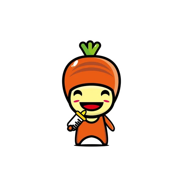 Симпатичный Улыбающийся Смешной Морковный Растительный Персонаж Векторный Мультфильм Плоском Стиле — стоковый вектор