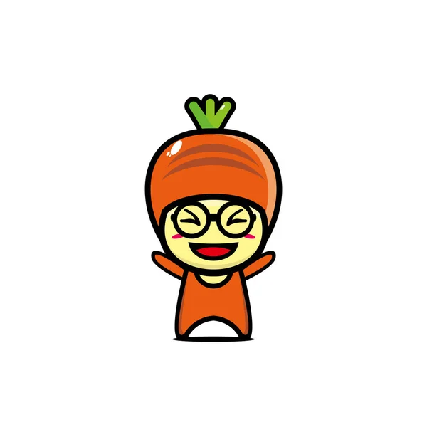 Cute Smiling Funny Carrot Vegetable Character Vector Flat Style Cartoon — Stock Vector