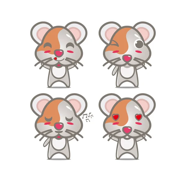 Cute Hamster Set Collection Vector Illustration Hamster Mascot Character Flat — Stock Vector