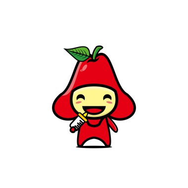 İllüstrasyon guava sevimli çizgi film karakteri. Vector Kawaii çizgi film karakteri komik. Beyaz arkaplanda izole