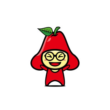 İllüstrasyon guava sevimli çizgi film karakteri. Vector Kawaii çizgi film karakteri komik. Beyaz arkaplanda izole