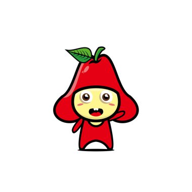 İllüstrasyon guava sevimli çizgi film karakteri. Vector Kawaii çizgi film karakteri komik. Beyaz arkaplanda izole