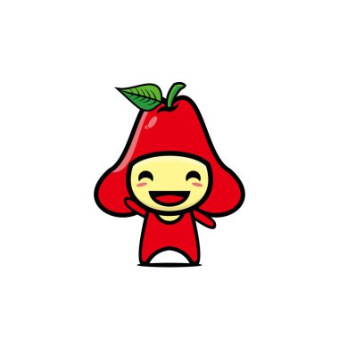 İllüstrasyon guava sevimli çizgi film karakteri. Vector Kawaii çizgi film karakteri komik. Beyaz arkaplanda izole