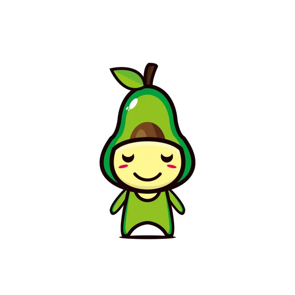 Mignon Avocat Heureux Sourire Drôle Illustration Vectorielle Personnage Dessin Animé — Image vectorielle