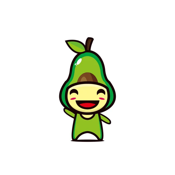 Lindo Aguacate Feliz Sonriendo Divertido Ilustración Personajes Dibujos Animados Estilo — Vector de stock