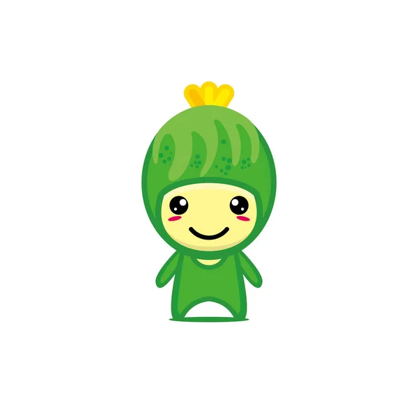 Bonito Sorrindo Engraçado Personagem Pepino Vetor Kawaii Personagem Vegetal Desenho —  Vetores de Stock