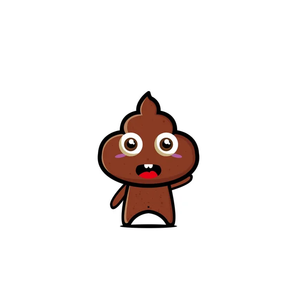 Poop Cute Character Flat Cartoon Vector Illustration Icon Design Funny — Stock Vector