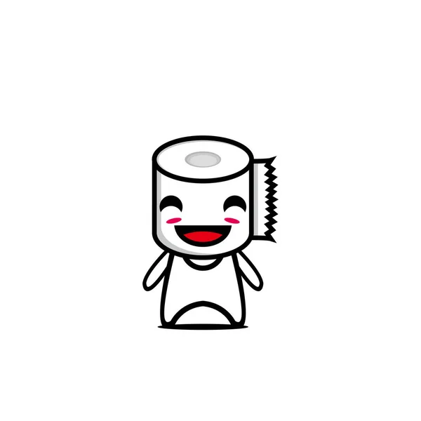 Toilettenpapierrolle Niedlich Lächelnd Lustig Vektor Flache Zeichentrickfigur Illustration Isoliert Auf — Stockvektor