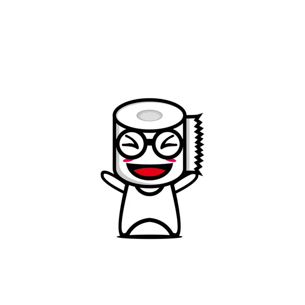 Toilet Paper Roll Cute Smiling Funny Vector Flat Cartoon Character — Stock Vector