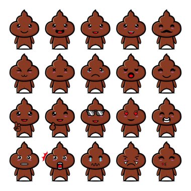 Beyaz bir arkaplanda izole edilmiş şirin kaka çizgi film dizaynı