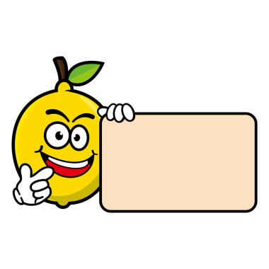 Gülen limon meyveli çizgi film karakteri. Vektör illüstrasyonu beyaz arkaplanda izole edildi