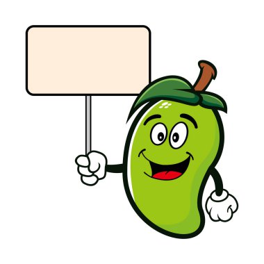 Gülen mango meyveli çizgi film karakteri. Vektör illüstrasyonu beyaz arkaplanda izole edildi