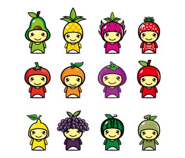 Çizgi film karakteri meyvelerini ayarla